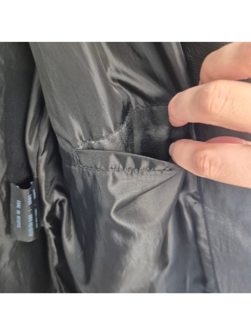 Kenneth Cole Reaction XL Black Leather Jacket With Pockets & Zip-Up Front - Picture 8 of 9